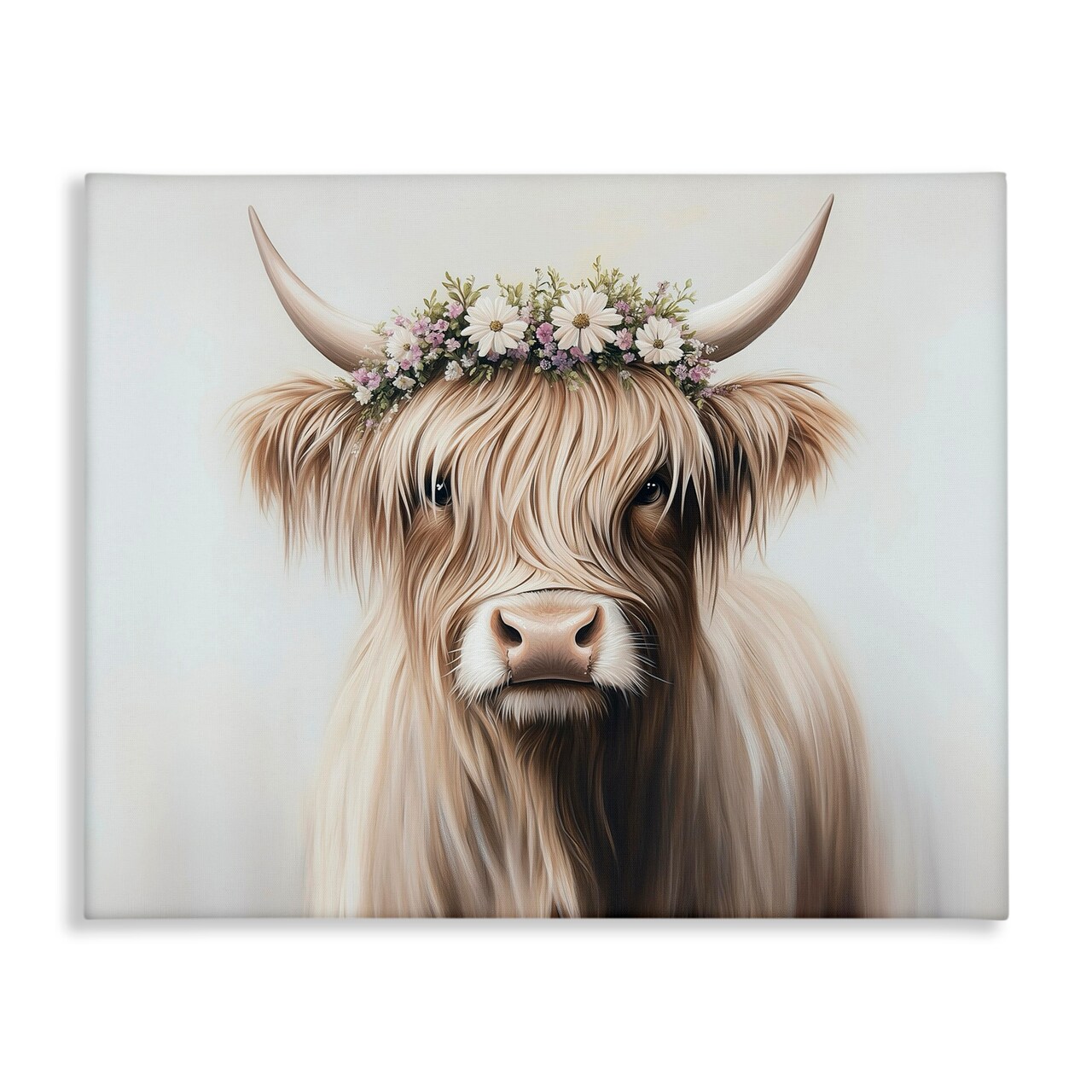 Stupell Industries Shaggy Cattle Floral Crown Canvas, design by Shawna Stewart